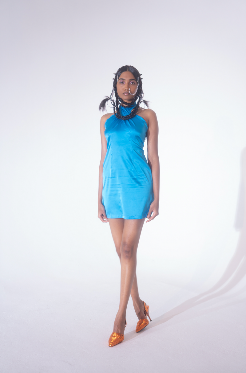 Blue Silk Wrap Dress – Kim Shui Studio